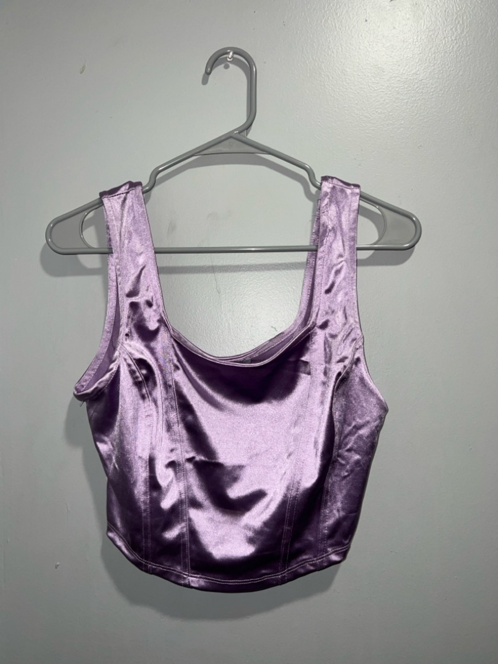 SOLD - iris Satin Scoop Crop Tank Top